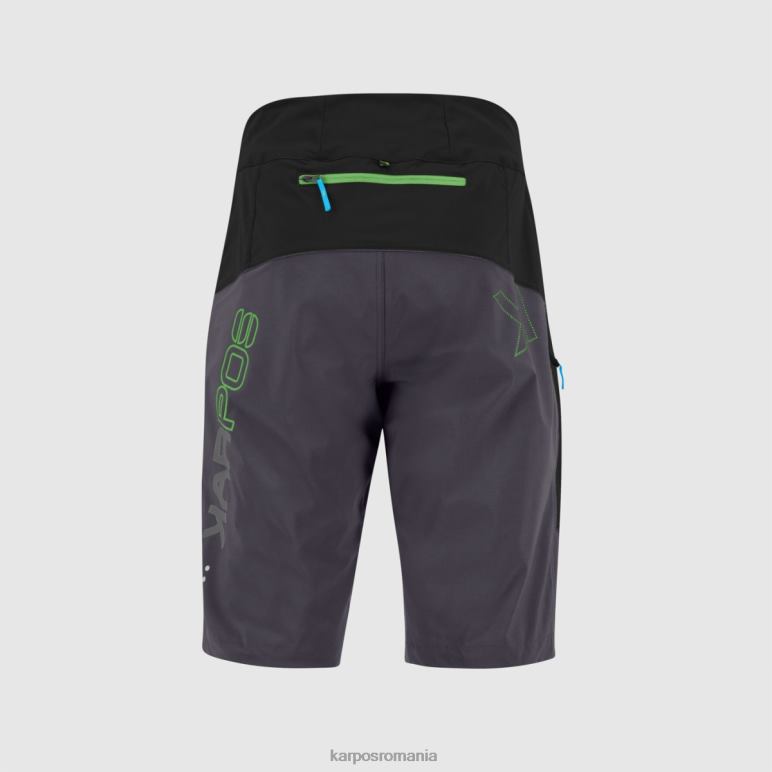 bărbați Karpos negru/gri închis/verde fluo pantaloni scurți largi rapid PV2R6631