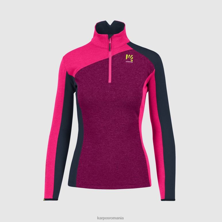 femei Karpos boysenberry/roz/vulcan federa semi-zip w fleece PV2R61201